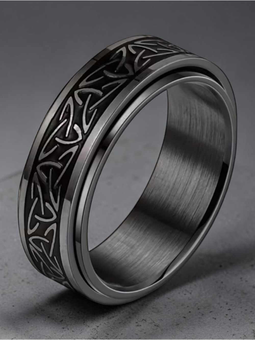 🖤🆕🖤Celtic Pattern Black Rotating Ring 
(Size 7)